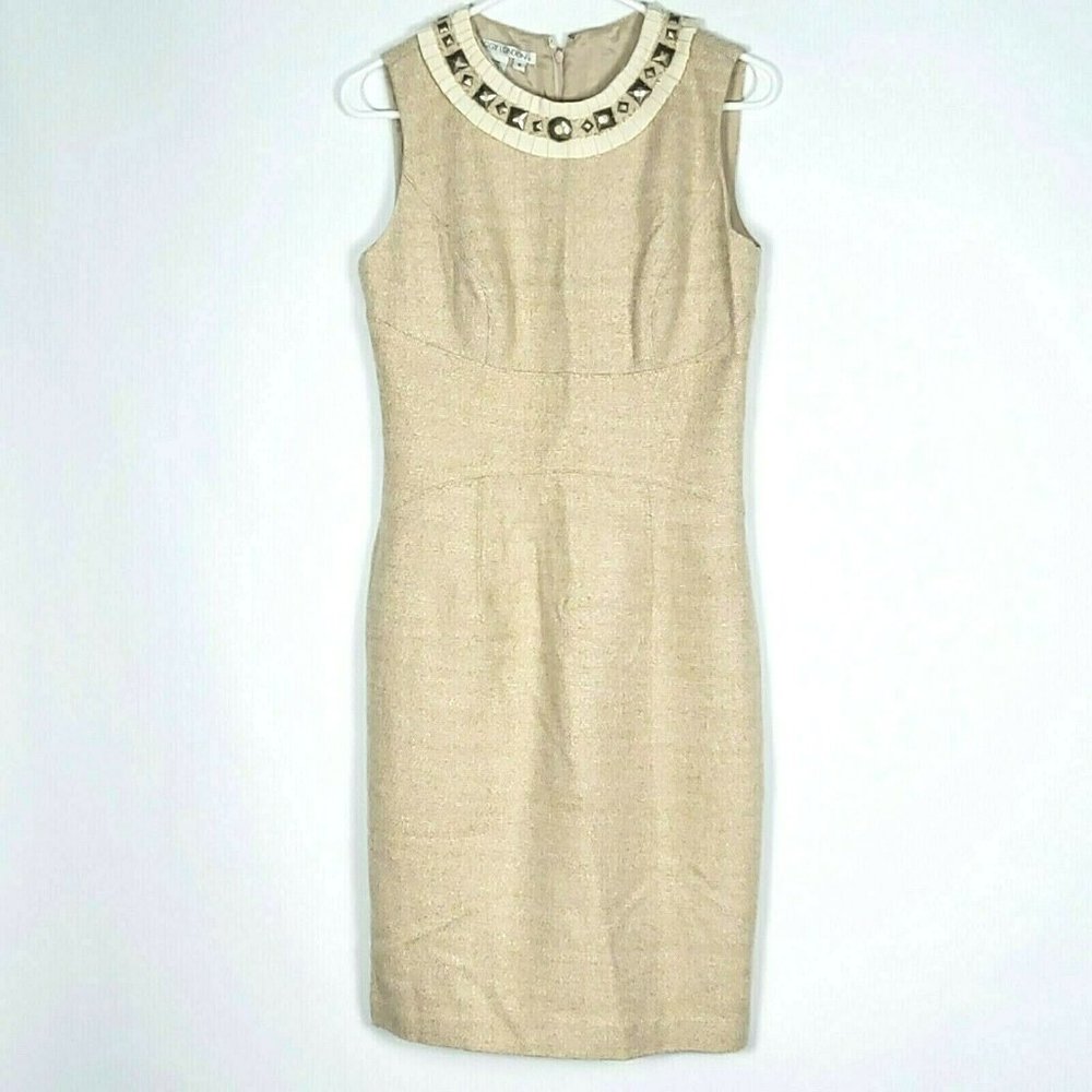 Maggy London Sz 6 Tweed Sheath Dress Sleeveless